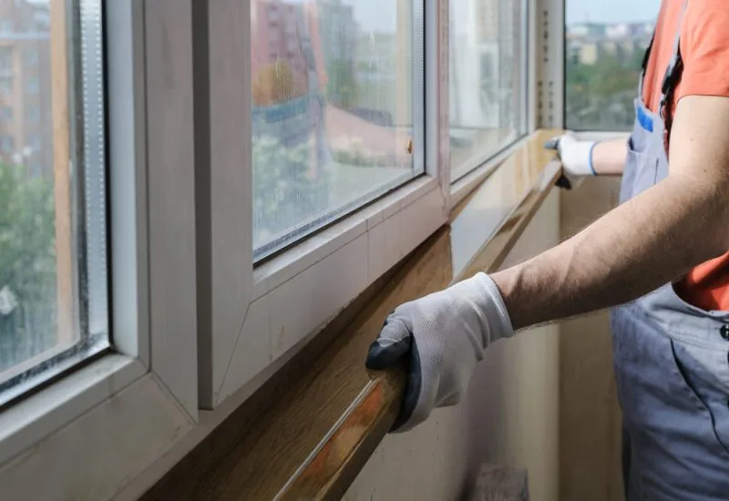Window replacement project by BN Exteriors showing a new construction style install